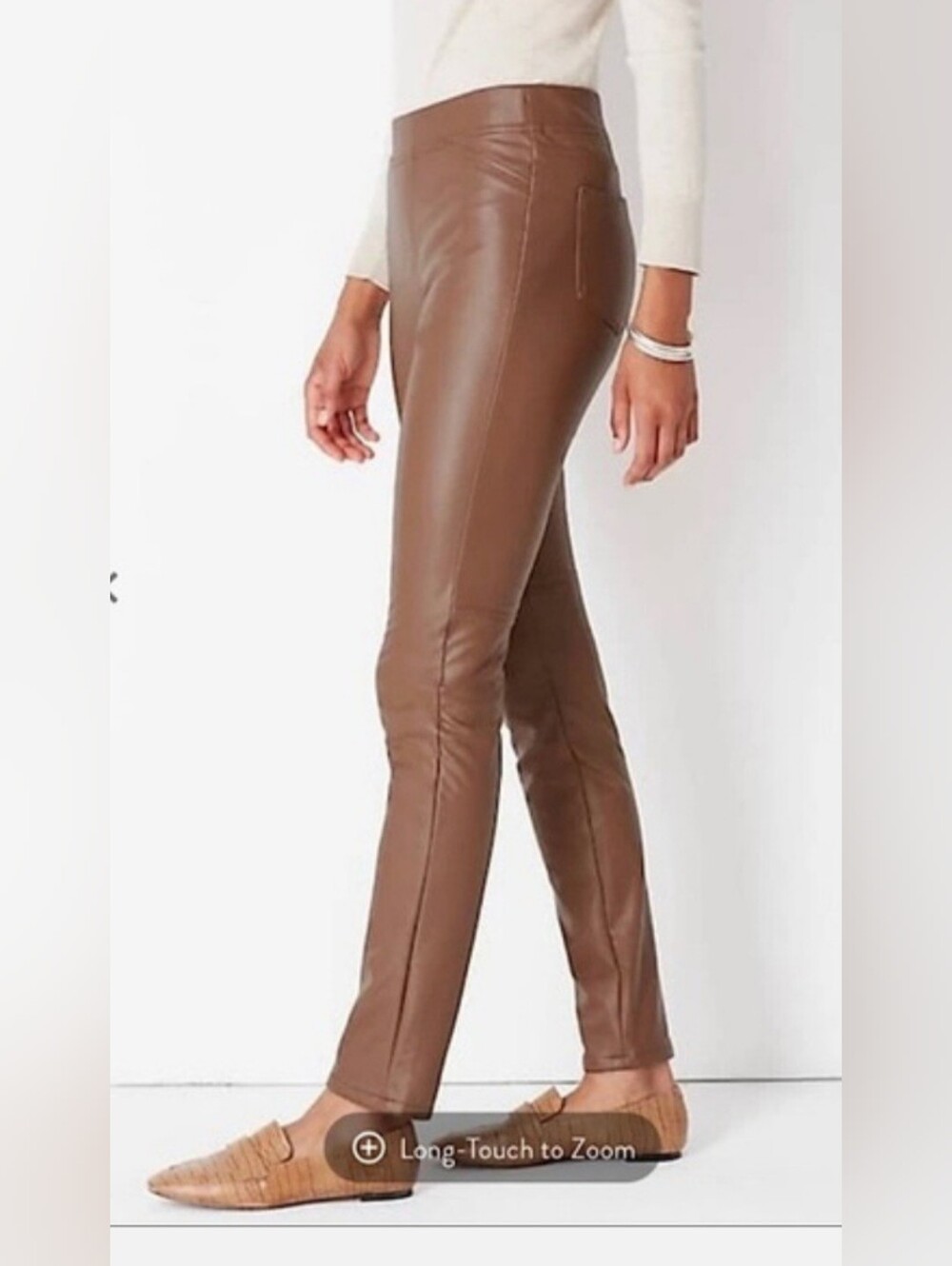 J. Jill Brown Faux Leather Skinny Straight Leg Pants